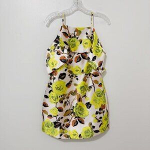 Renn Pop Rose Structured Mini Dress Neon Yellow Ruffle Women's Size XS NWT